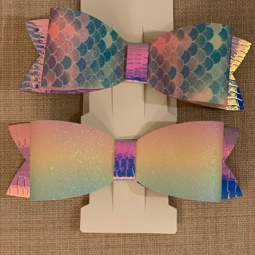 Faux Leather Hair Bow Set